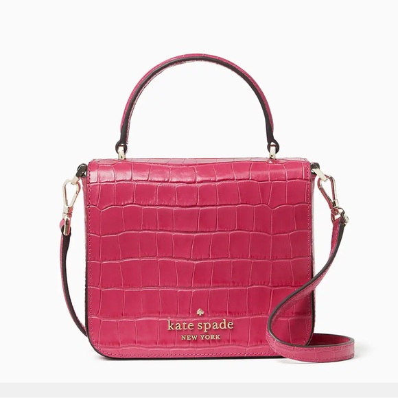 kate spade Handbags - Kate Spade Pink Staci Croc Embossed Crossbody Bag